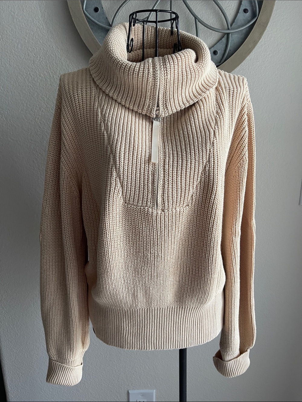 Cozy Cream Cowl Neck Half-Zip Sweater